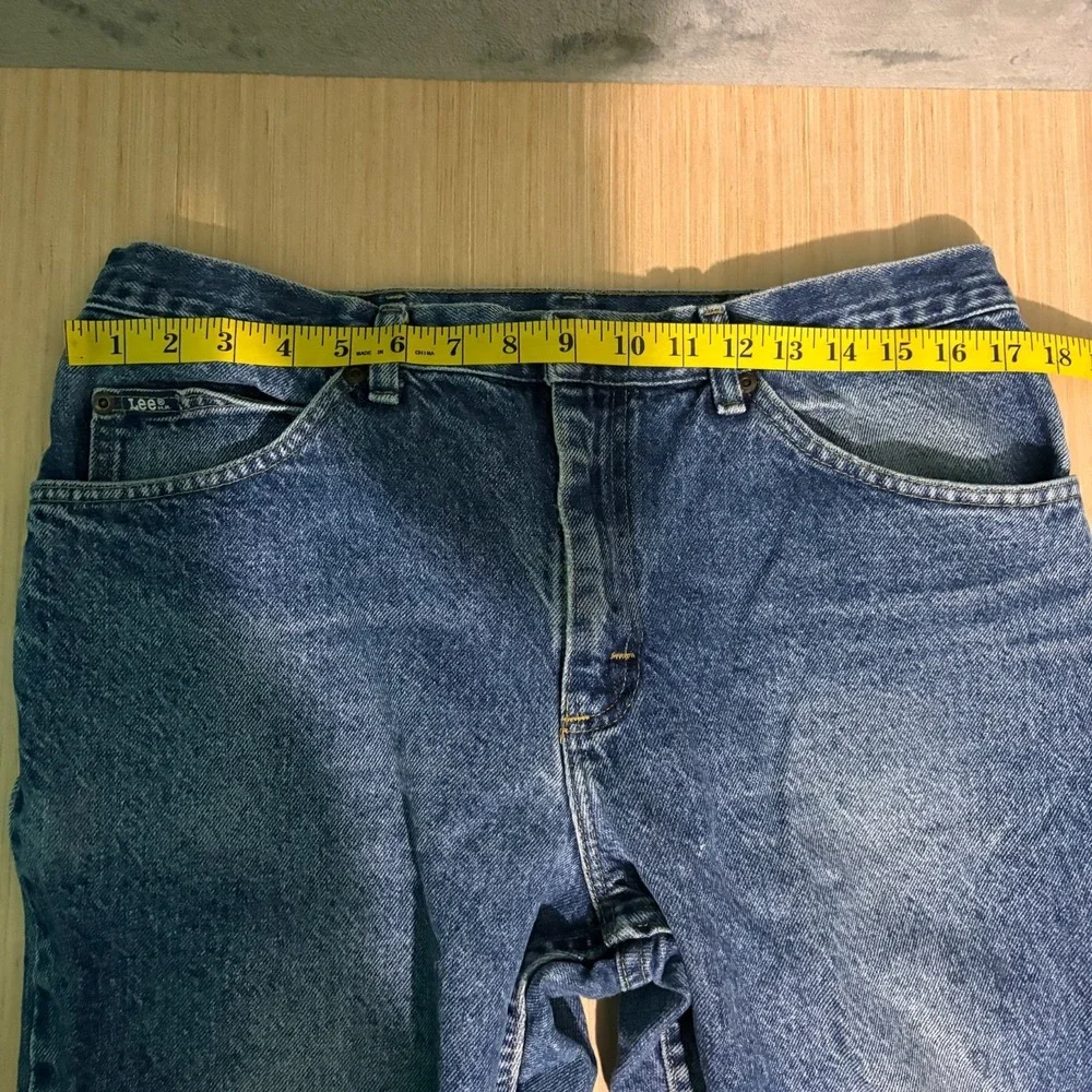 Lee Jeans Mens 36 X 30 Solid Blue Denim Pants Straight ( 34 X 29 )